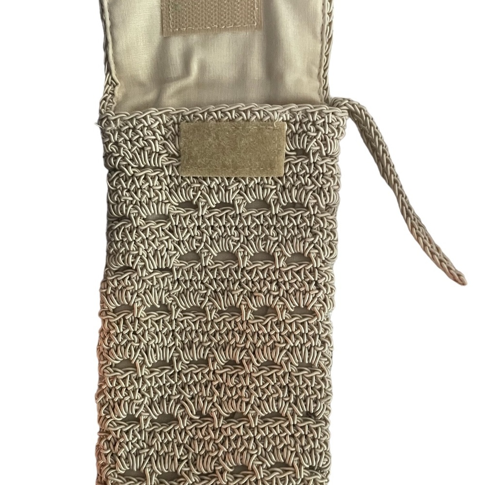 Woven crocheted tan shoulder bag with eyeglass case - Picture 7 of 7